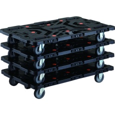 【BT900J3-E100-M4】TRUSCO まとめ買い 連結式樹脂製平台車 ビートル 900X600 自在3輪 4台セット