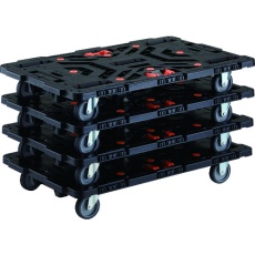 【BT900J3-E100T-M4】TRUSCO まとめ買い 連結式樹脂製平台車 ビートル 900X600 自在3輪 とめたろう付 4台セット