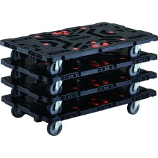 【BT900J5-E100T-M4】TRUSCO まとめ買い 連結式樹脂製平台車 ビートル 900X600 自在5輪 とめたろう付 4台セット