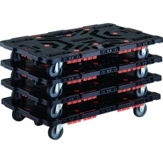 【BT900KJ3-E100-M4】TRUSCO まとめ買い 連結式樹脂製平台車 ビートル 900X600 自在3輪 コボレ止めセット付 4台セット