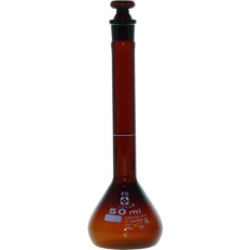 【026100-50】SIBATA メスフラスコ カスタムA 茶褐色 50mL