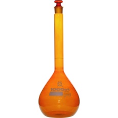 【026100-1000】SIBATA メスフラスコ カスタムA 茶褐色 1000mL