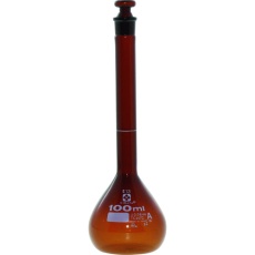 【020070-100】SIBATA メスフラスコ スーパーグレード 茶褐色 100mL