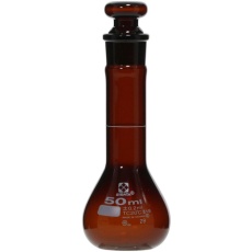 【023090-50】SIBATA メスフラスコ 茶 短形 50mL