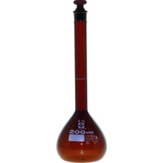 【020070-200】SIBATA メスフラスコ スーパーグレード 茶褐色 200mL