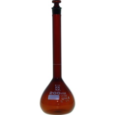 【026100-200】SIBATA メスフラスコ カスタムA 茶褐色 200mL