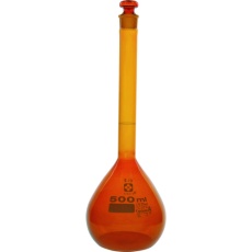 【026100-500】SIBATA メスフラスコ カスタムA 茶褐色 500mL