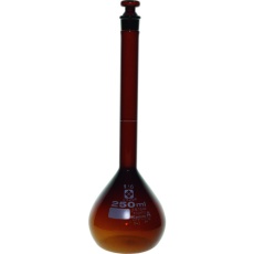 【026100-250】SIBATA メスフラスコ カスタムA 茶褐色 250mL
