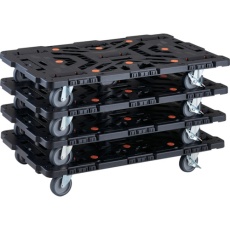 【BT900J5S2-E100-M4】TRUSCO まとめ買い 連結式樹脂製平台車 ビートル 900X600 自在5輪 内2輪ストッパー付 4台セット