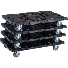 【BT900J3S2-E100-M4】TRUSCO まとめ買い 連結式樹脂製平台車 ビートル 900X600 自在3輪 内2輪ストッパー付 4台セット