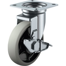 【GUJ-75S】ユーエイ プレート式 自在 キャスター ウレタン 車輪径75mm ストッパー付き Jタイプ J-S型 取付寸法63×63