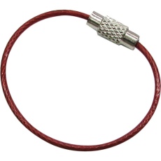 【B-2973】水本 キーワイヤーホルダー ワイヤー径1.2mm全長200mm レッド (1個入り)