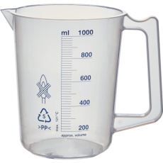 【HPB-1000】TRUSCO ポリプロピレン青目盛ビーカー 1000ml(取手付)