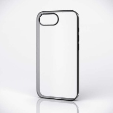 【PM-A25SUCTMBK】iPhone 16e ソフトケース サイドメッキ メタルステッカー付