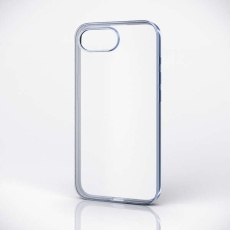 【PM-A25SUCTMBU】iPhone 16e ソフトケース サイドメッキ メタルステッカー付