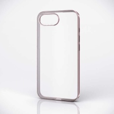 【PM-A25SUCTMPN】iPhone 16e ソフトケース サイドメッキ メタルステッカー付