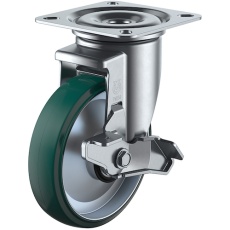 【PMS-150UWBDS/INJ(E46)】ユーエイ プレート式 自在 キャスター ウレタン 車輪径150mm ストッパー付き PMタイプ PMS-DS型(E46) 取付寸法94×94(87×87)