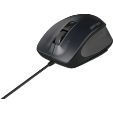 【BSMBU500MBK】BUFFALO 有線 BlueLED プレミアムフィットマウス Mサイズ ブラック