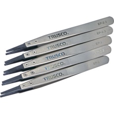 【EP-2.3-M5】TRUSCO まとめ買い ESDチップピンセット 先平型 先端幅2.3mm 5本入り