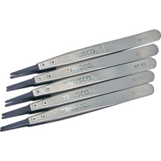 【EP-R2-M5】TRUSCO まとめ買い ESDチップピンセット 先丸型 先端幅2mm 5本入り