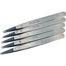 【EP-0.6-M5】TRUSCO まとめ買い ESDチップピンセット 先細型 先端幅0.6mm 5本入り