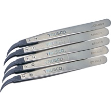 【EP-M0.6-M5】TRUSCO まとめ買い ESDチップピンセット 曲がり型 先端幅0.6mm 5本入り