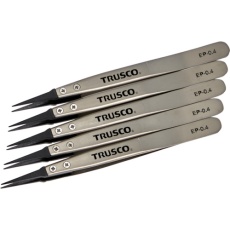 【EP-0.4-M5】TRUSCO まとめ買い ESDチップピンセット 先細型 先端幅0.4mm 5本入り
