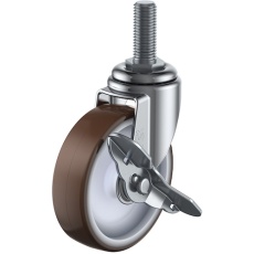 【ET-125URS-M12-35】ユーエイ ねじ込み式 自在 キャスター ウレタン 車輪径125mm ストッパー付き Eタイプ ET-S型 ネジ寸法M12×35ピッチ1.75