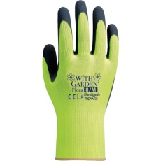 【W317-S】トワロン 天然ゴム背抜き手袋 WithGardenフローラ レモンイエロー 7/S