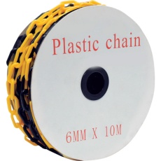 【J2437-10】セーフラン プラスチックチェーン 黄/黒 トラチェーン 10m