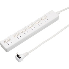 【H8KS6603WH】YAZAWA 雷ガード付6個口節電タップ0.3mホワイト