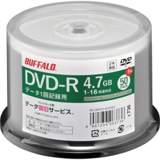 【RO-DR47D-055PWZ】BUFFALO 光学メディア DVD-R PCデータ用 4.7GB 法人チャネル向け 50枚+5枚