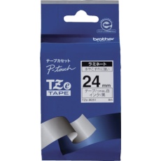 【TZE-M251】brother Tzeテープ 黒文字/白(つや消し)/24mm