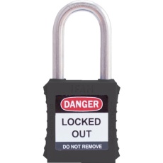 【44870】IFAM ロックアウト用南京錠 ステンレス製シャックル 黒