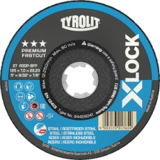 【34428041】TYROLIT X-LOCK オフセット砥石 プレミアムタイプ 125mm