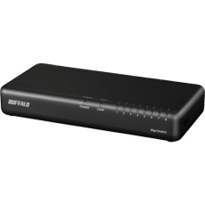 【LSW6-GT-8NPBK】BUFFALO Giga 8ポート スイッチングハブ 電源内蔵 プラスチック筐体 マグネット付 ブラック