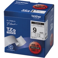 【TZE-221V】brother Tzeテープ 黒文字/白地 /9mm (お徳用パック5個入)
