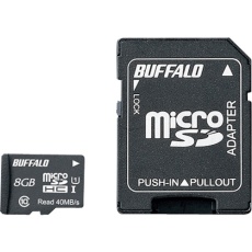 【RMSD-008GU1SA】BUFFALO UHS-I Class1 microSDHCカード SD変換アダプター付 8GB