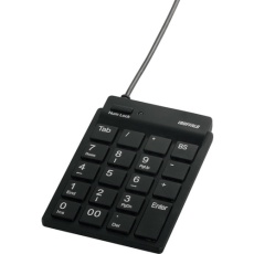 【BSTKH08BK】BUFFALO スリムテンキーボード USB2.0ハブ(2ポート)/Tabキー付き ブラック