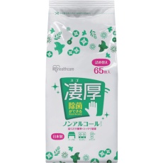 【WTT-65N】IRIS 288658 除菌ができるウエットティッシュ凄厚 詰め替え用 ノンアルコールタイプ 65枚