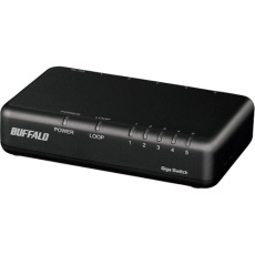 【LSW6-GT-5EPL/BK】BUFFALO Giga 5ポート スイッチングハブ 電源外付け プラスチック筐体 ブラック