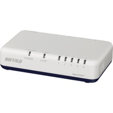 【LSW6-GT-5EPL/WH】BUFFALO Giga 5ポート スイッチングハブ 電源外付け プラスチック筐体 ホワイト