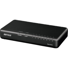 【LSW6-GT-8EPL/BK】BUFFALO Giga 8ポート スイッチングハブ 電源外付け プラスチック筐体 ブラック