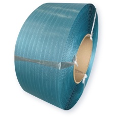 【ESH12-BLU】ウッドプラスチック 再生PPバンド グリーンライトバンド(機械用)eSH12 青 12mm×3000m(厚み0.57mm)