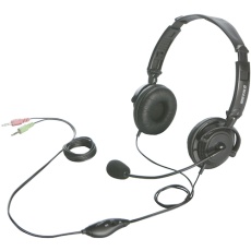 【BSHSH12BK】BUFFALO 両耳ヘッドバンド式ヘッドセット 半密閉/ノイズキャンセリングマイク搭載 ブラック