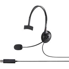 【BSHSHUM110BK】BUFFALO 片耳ヘッドバンド式モノラルヘッドセット USB接続 ブラック