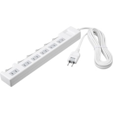 【BTCSHWJT2630WH】BUFFALO 2ピン式電源タップ 個別スイッチ/ほこり防止シャッター付/6個口/3.0m ホワイト