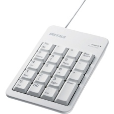 【BSTK100WHZ】BUFFALO 有線テンキーボード Tabキー付き 簡易パッケージモデル ホワイト