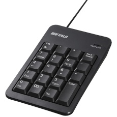 【BSTKH100BKZ】BUFFALO 有線テンキーボード TabキーUSBハブ付き ブラック
