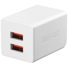 【BSMPA2402P2WH】BUFFALO 2.4A USB急速充電器 AutoPowerSelect機能搭載 2ポートタイプ 自動判別USBx2 ホワイト